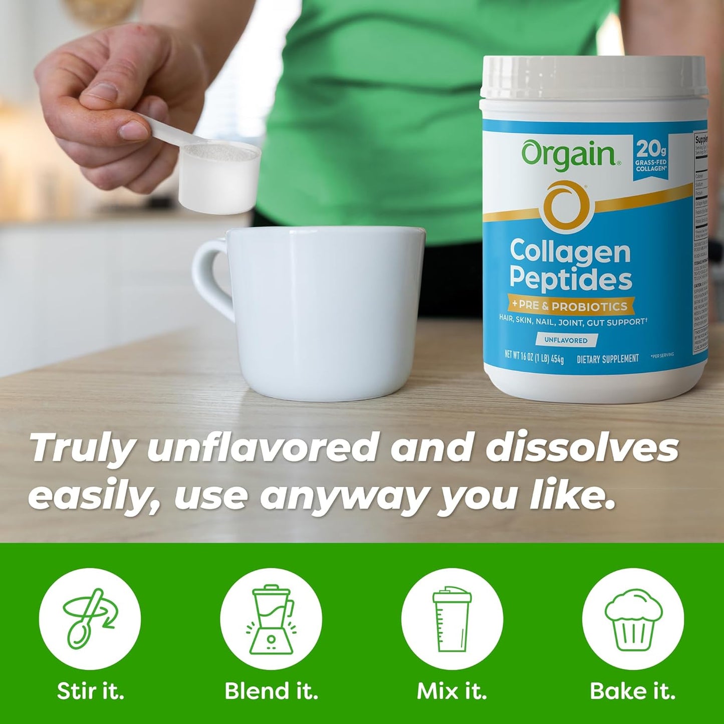 orgain-hydrolyzed-collagen-peptides-powder-with-prebiotic-probiotics---20g-grass-fed-collagen-1-billion-cfu---supports-digestive-hair-skin-joint-health---non-gmo---type-i-iii---1lb-6