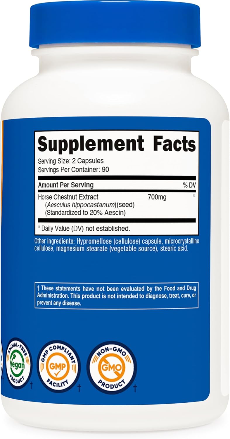 Nutricost Horse Chestnut Extract Capsules - 700mg Per Serving (180 Capsules, 90 Servings) - Non-GMO, Vegan Supplement - Espot.com.au