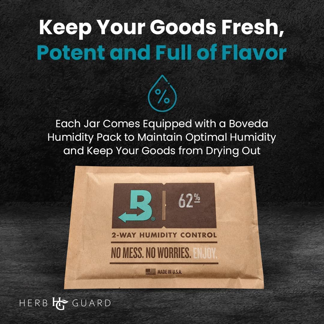 3-Pack Herb Guard Containers - Half Ounce Smell Proof Jars with Humidity Pack (250ml) - Airtight UV Protection for Fresh Herbs - Espot.com.au