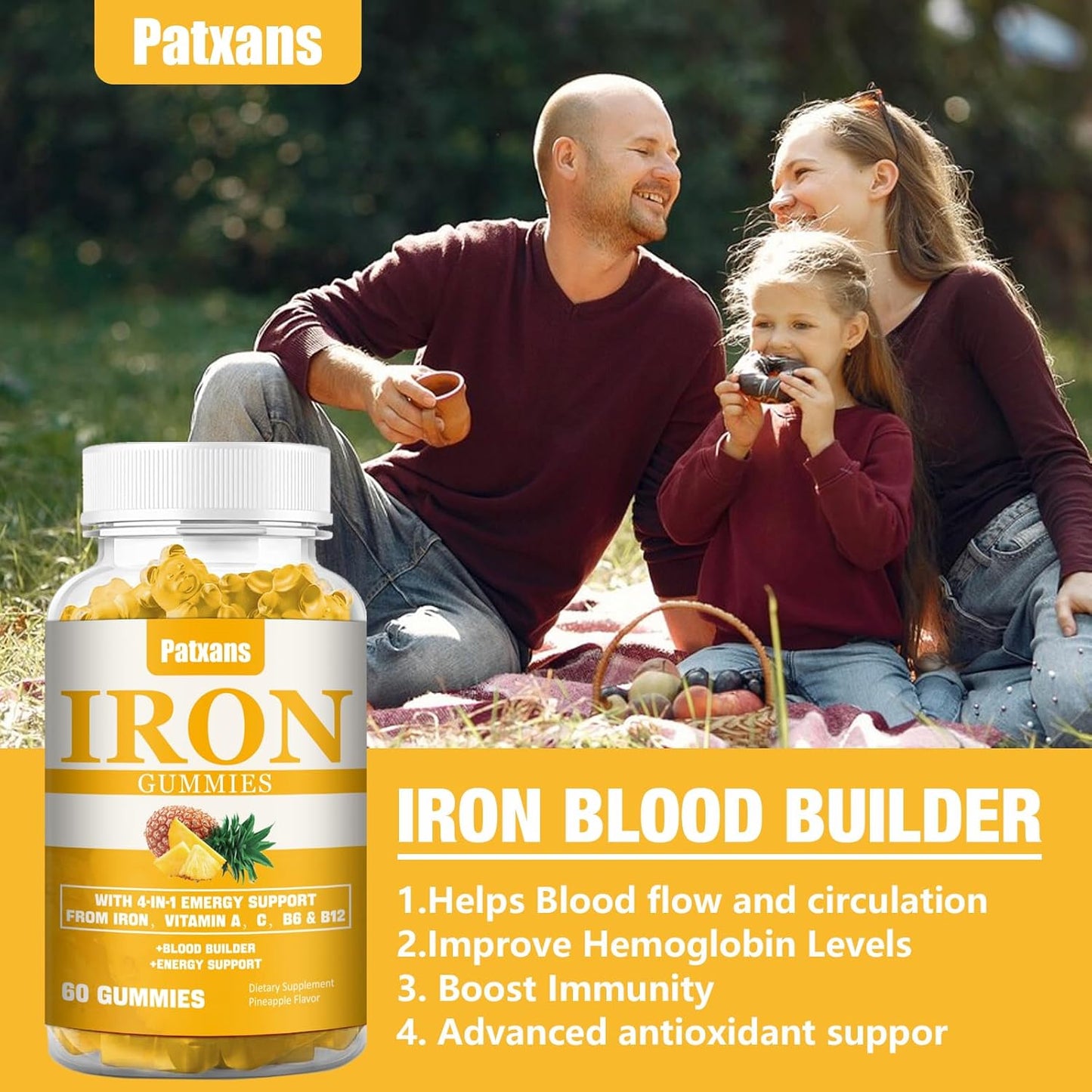 2-pack-iron-gummies-with-vitamins-for-energy-blood-support---100mg-supplement-for-men-women-adults-kids---vegan-pineapple-flavor---120ct-5