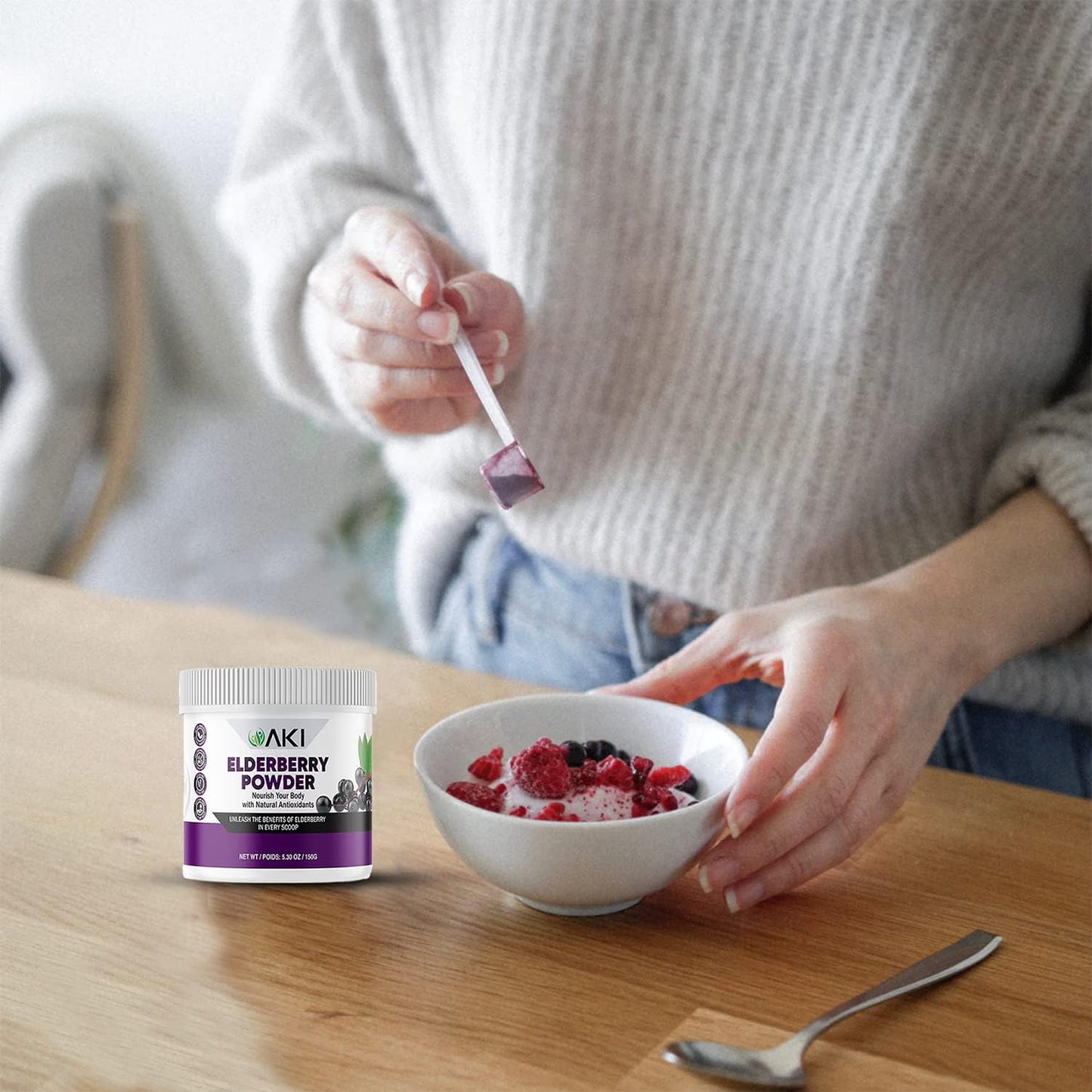 aki-organic-elderberry-powder---ideal-vitamins-nutrients-for-smoothies-oatmeal-and-yogurt---non-gmo-530-oz-150-g-6