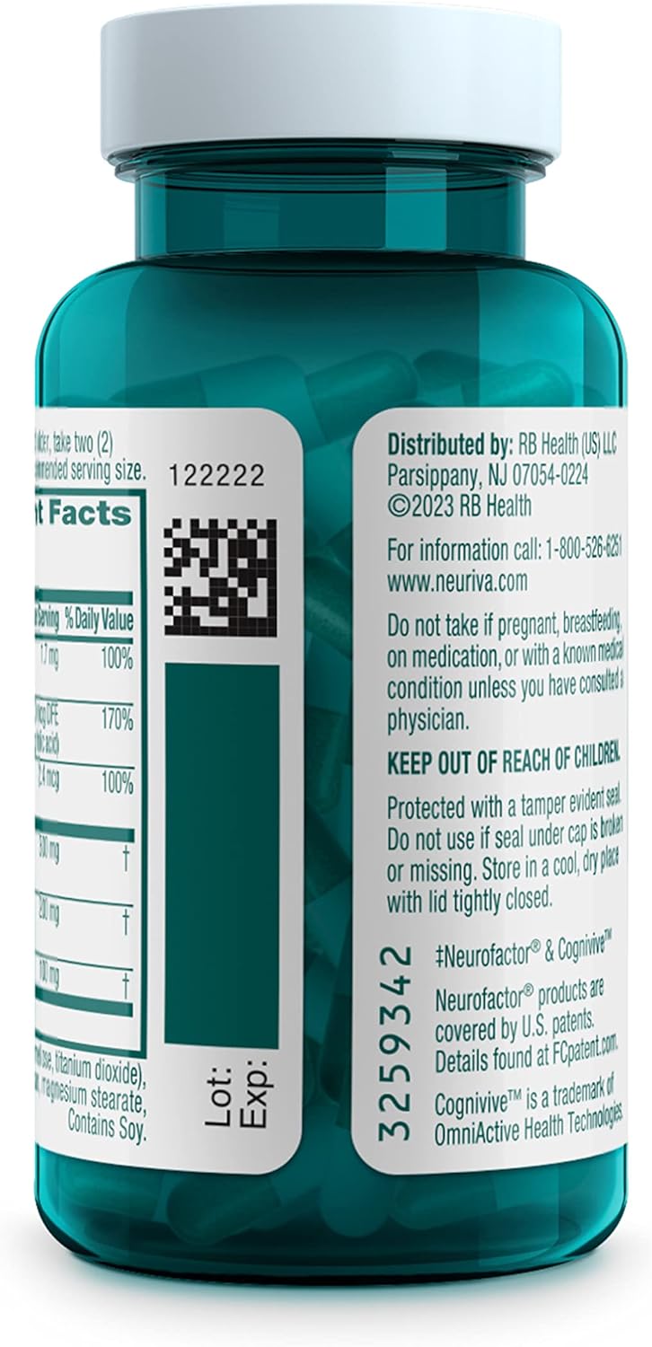 NEURIVA Ultra Decaffeinated Brain Supplement for Mental Alertness, Memory & Focus - Clinically Tested Nootropic with Cognivive, Neurofactor, Phosphatidylserine, Vitamins B6 & B12 - 14ct Capsules - Espot.com.au