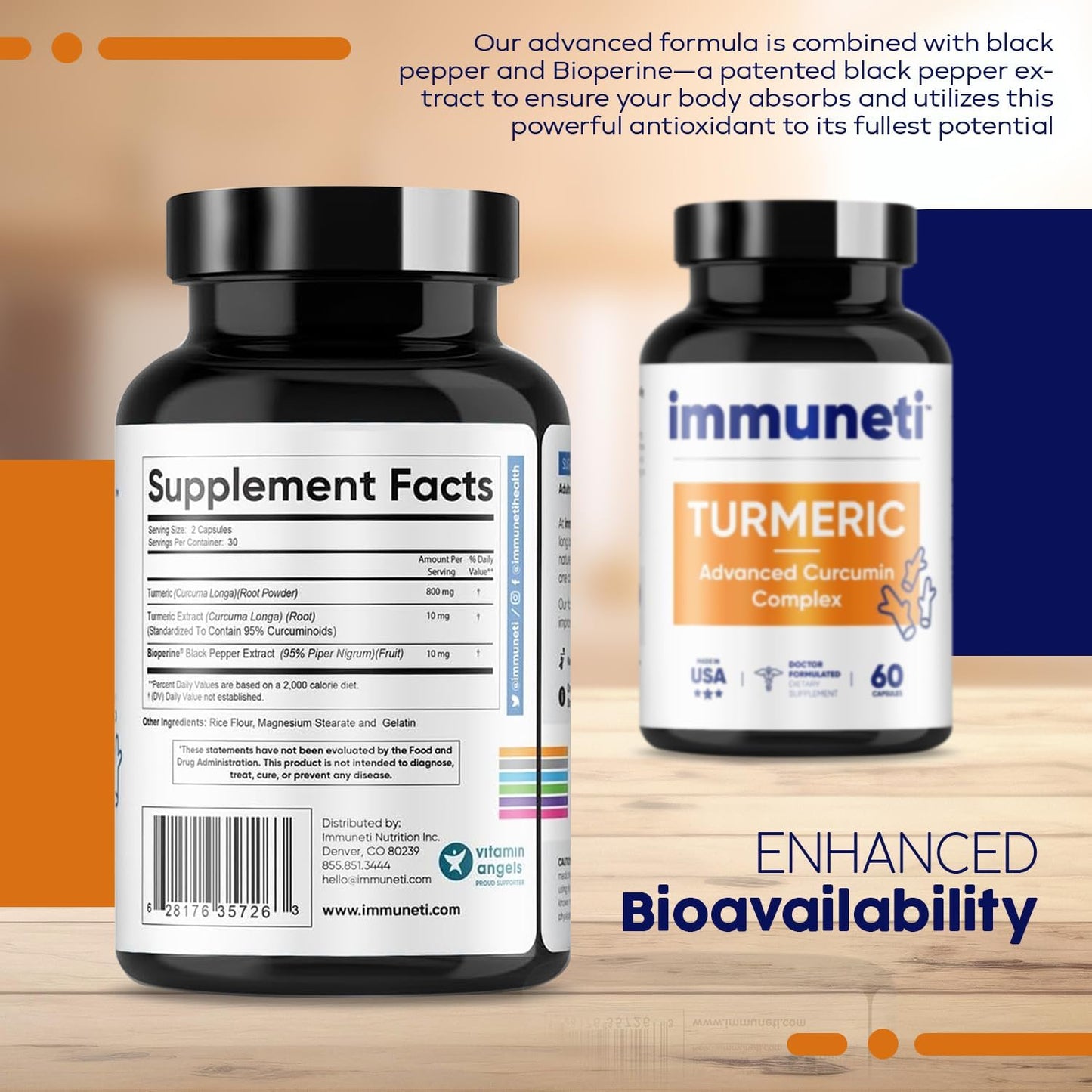 Turmeric Curcumin Complex Capsules - Immune Support Supplement with Advanced Formula for Overall Health - 60 Count - Espot.com.au