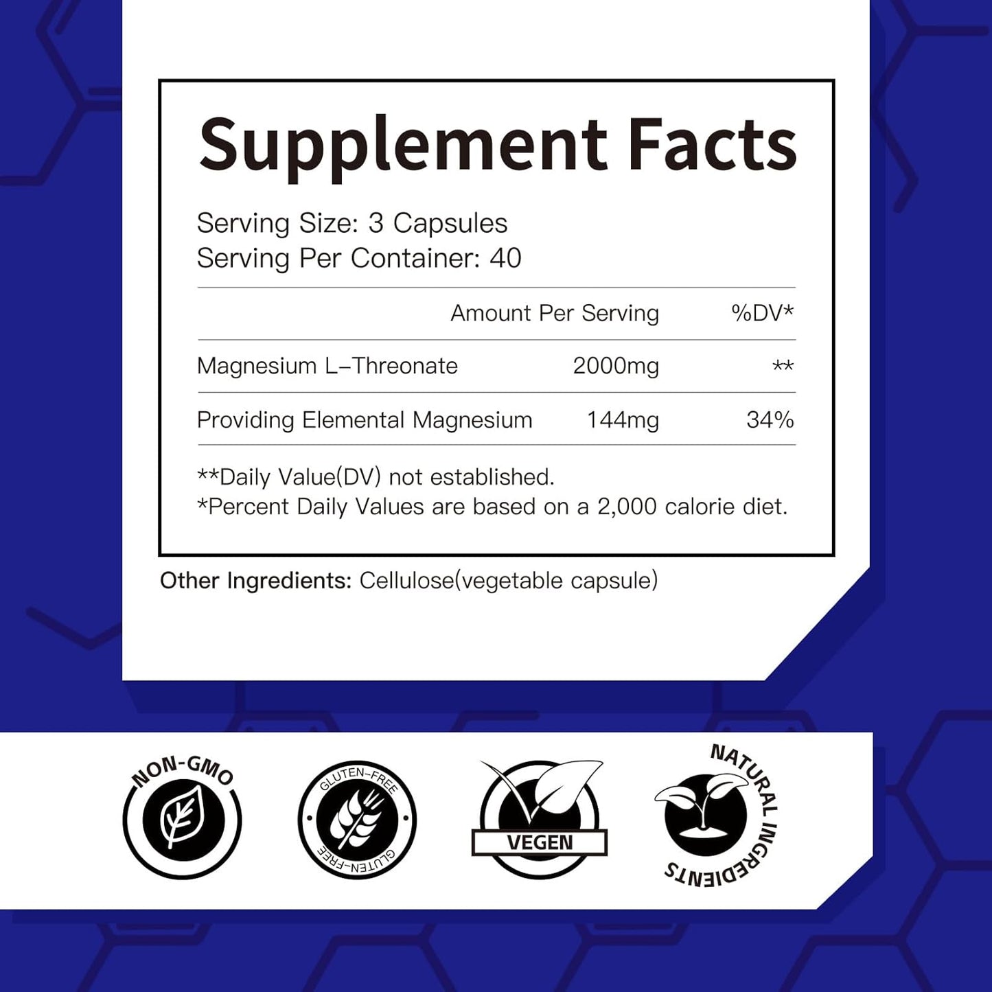 High Absorption Magnesium Threonate Capsules for Sleep, Cognition, and Energy - 40 Days Supply - 2000mg Magnesium L-Threonate - Non-GMO, Gluten Free, Vegetarian - YAAHARO - Espot.com.au
