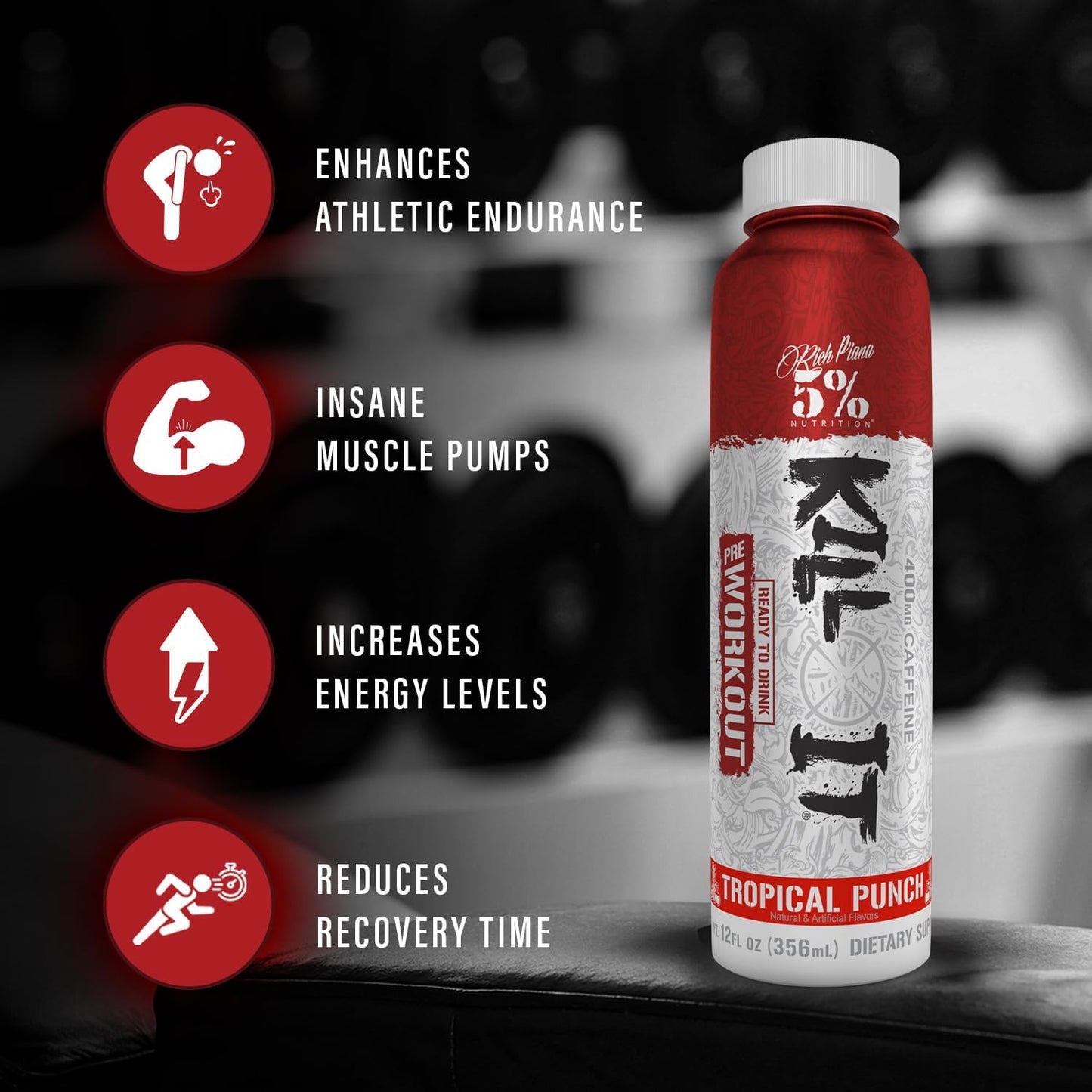 5-nutrition-kill-it-high-stim-pre-workout-drink---400mg-caffeine-energy-boost---extreme-pump-endurance-focus-hydration---citrulline-beta-alanine-taurine---12-pack-wild-berry-4