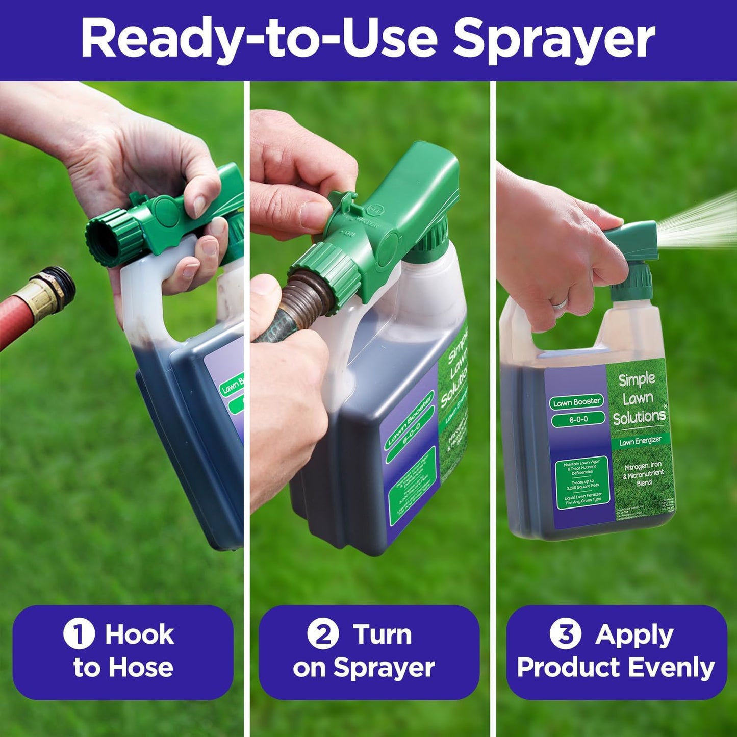 32 oz Liquid Lawn Fertilizer Spray with Iron for Deeper Green Turf - Commercial Grade Nitrogen - Suitable for All Grass Types - Simple Lawn Solutions - Espot.com.au