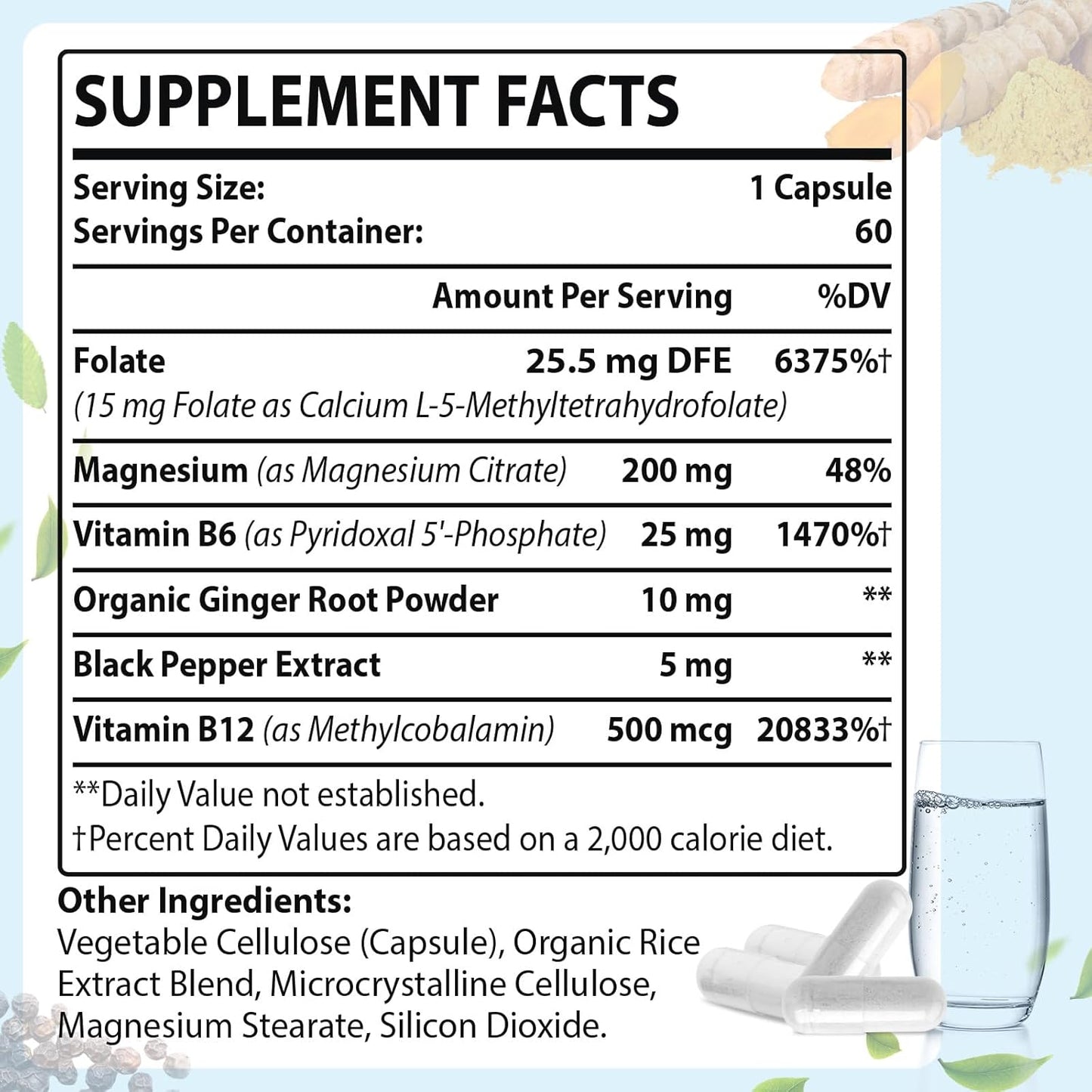 15mg Basigano L Methylfolate with B6 and B12 - Vegan Gluten-Free Dairy-Free - 1 Pack - Espot.com.au