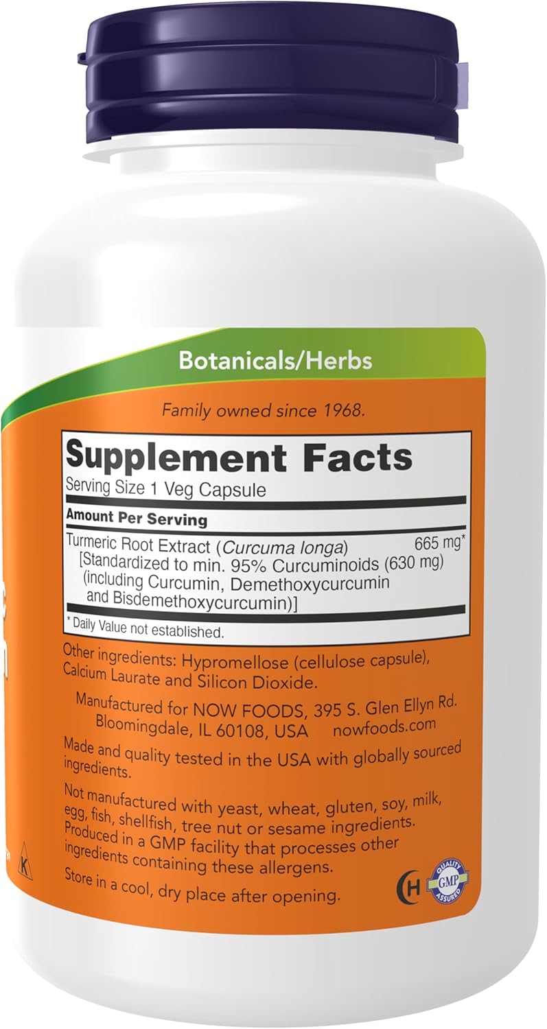 NOW Foods Turmeric Curcumin Supplement - 120 Veg Capsules - Derived from Turmeric Root Extract - Herbal Dietary Supplement - Espot.com.au
