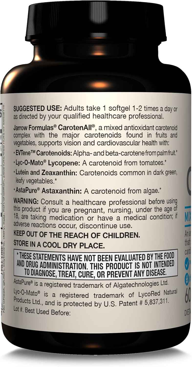CarotenAll Dietary Supplement Softgels for Vision & Cardiovascular Health - Antioxidant Support - 60 Day Supply