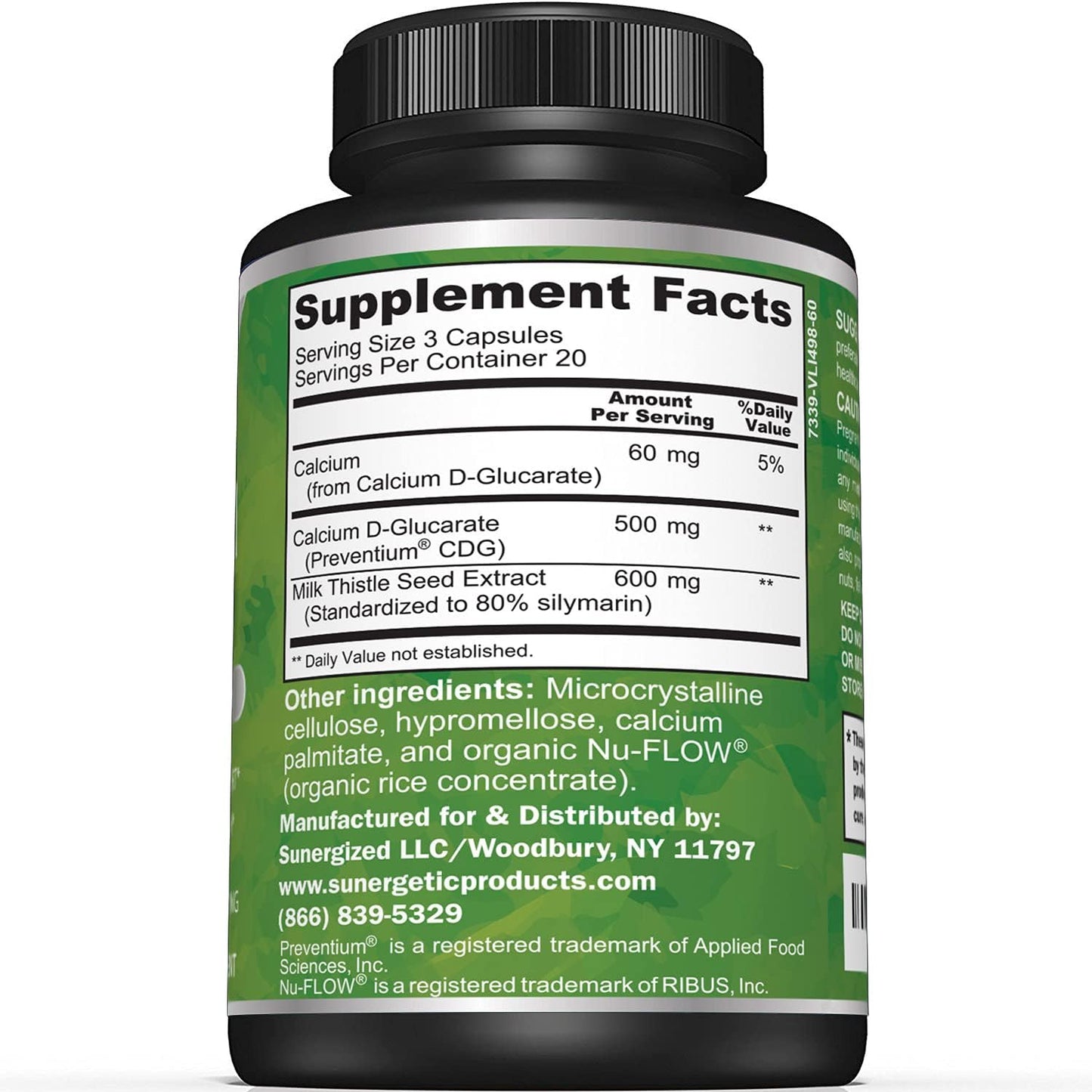 Premium Calcium D-Glucarate Supplement with Milk Thistle Extract - Liver & Detox Support - 500mg Per Serving - 60 Capsules - Espot.com.au