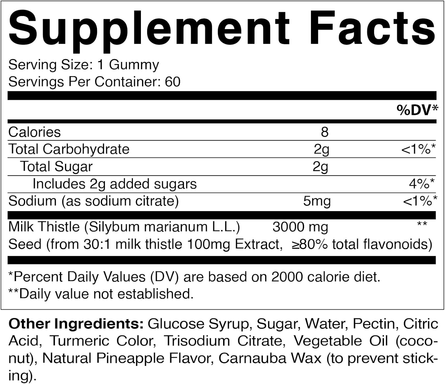 2 Pack Milk Thistle Gummies - 3000 mg Equivalent - Liver Detox & Antioxidant - 80% Silymarin - 60 Pectin Gummies - Espot.com.au