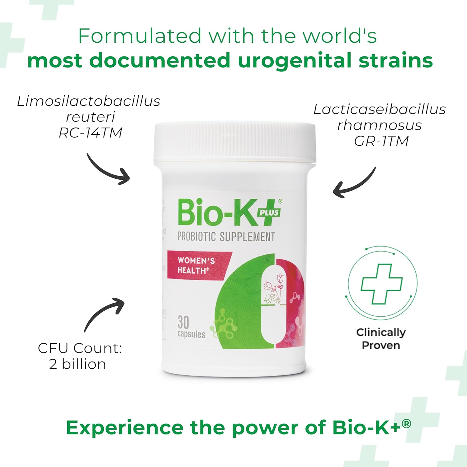 Bio-K Plus Women's Health Probiotic Supplement - Supports Vaginal & Urinary Tract Health with 2 Billion CFU 2 Strains - Vaginal Probiotics - 30 Capsules - Espot.com.au