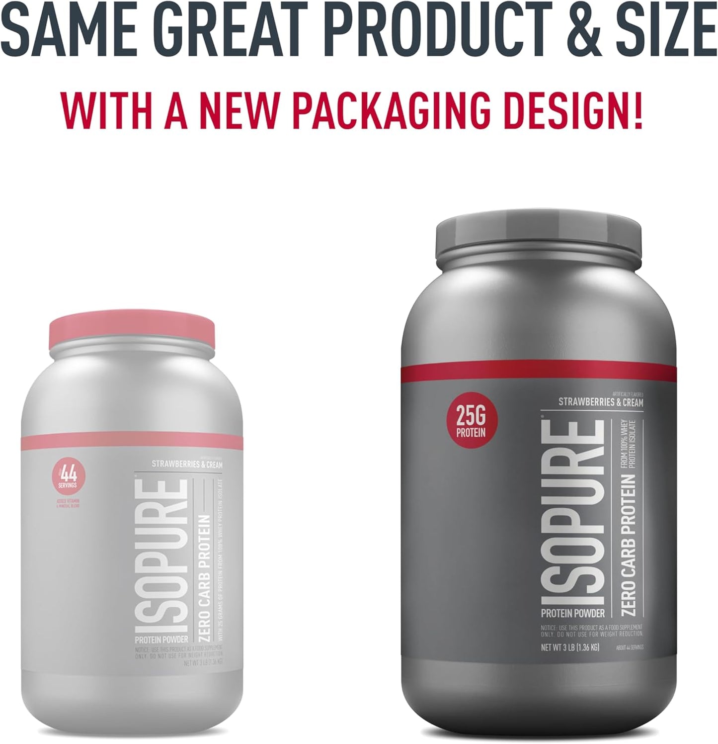 Isopure Zero Carb Whey Isolate Protein Powder, Strawberries & Cream Flavor, 25g Protein, 3 Lbs, 44 Servings, Gluten & Lactose Free - Espot.com.au