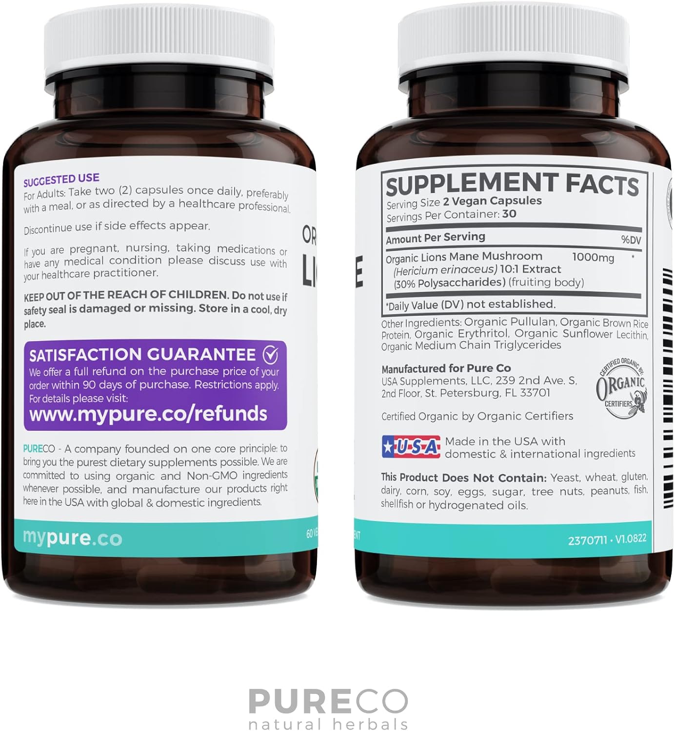 Organic Cranberry Powder & Lions Mane Mushroom Bundle - 1-Month Supply of Concentrate Powder & Capsules - Espot.com.au