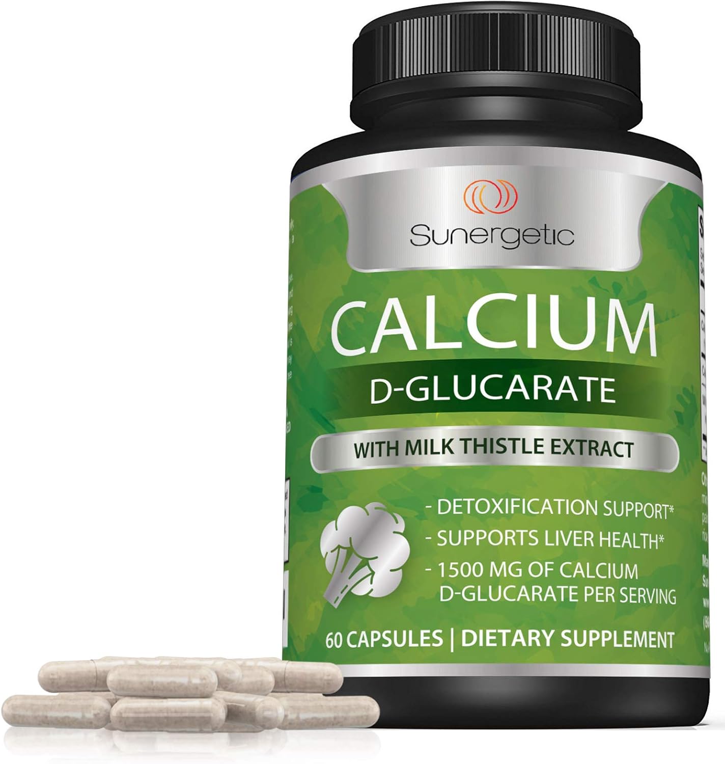 Premium Calcium D-Glucarate Supplement with Milk Thistle Extract - Liver & Detox Support - 500mg Per Serving - 60 Capsules - Espot.com.au