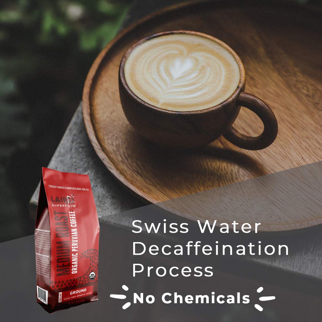 Laird Superfood Peruvian Medium Roast Decaf Ground Coffee - Chemical-Free Swiss Water Process, Gluten-Free Dairy-Free Non-GMO - 12 oz. Bag - Espot.com.au
