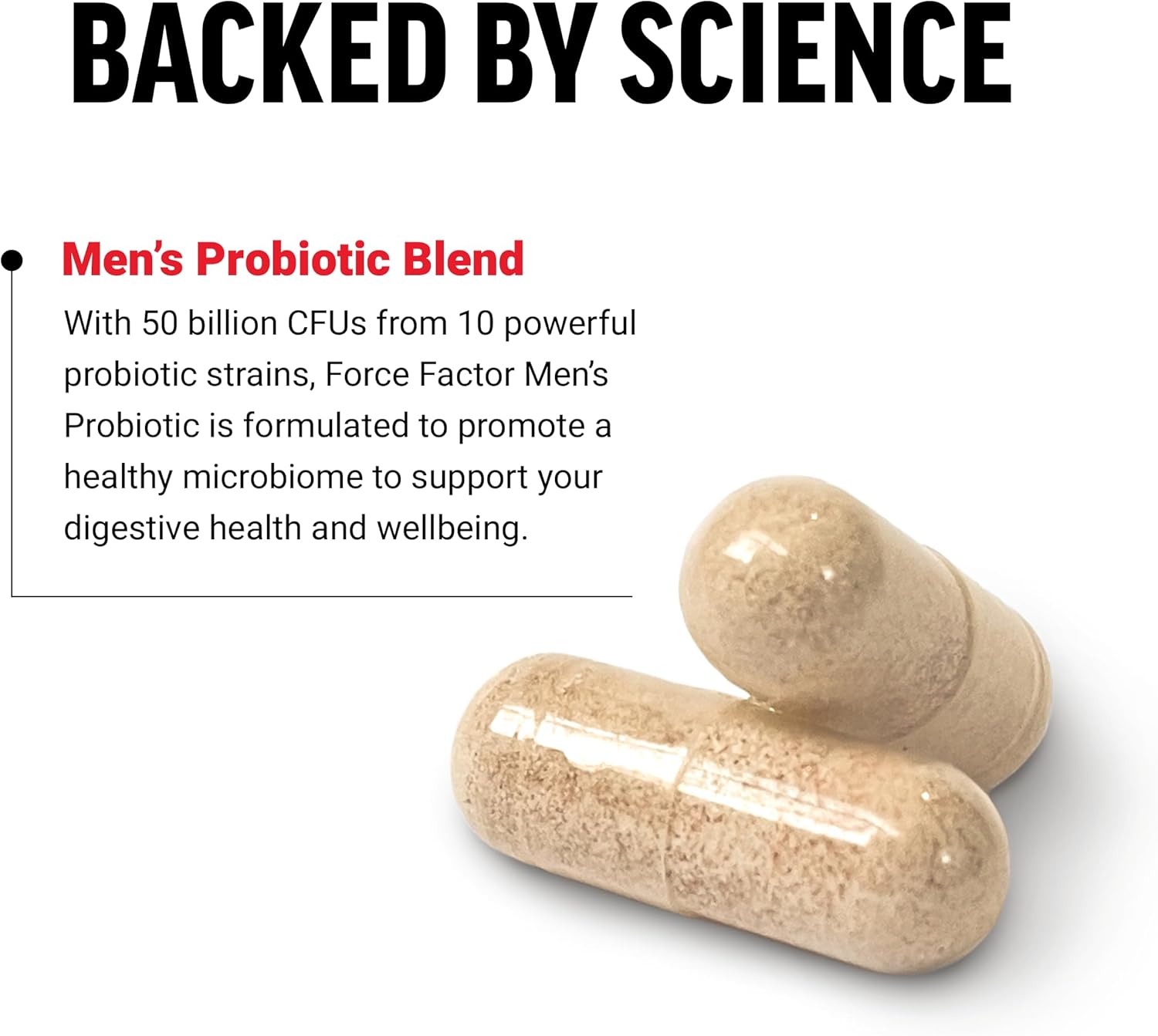 FORCE FACTOR Men's Probiotic - 50 Billion CFUs, 10 Strains, Digestive & Colon Health, Daily Wellness, Non-GMO, Vegan - 30 Capsules - Espot.com.au