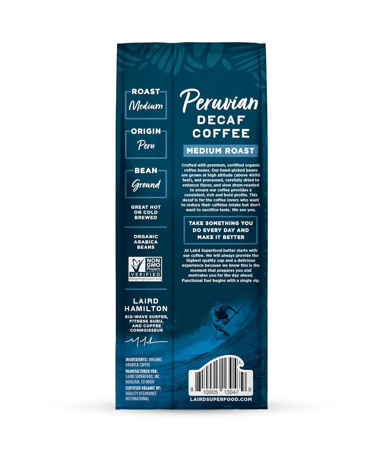 Laird Superfood Peruvian Medium Roast Decaf Ground Coffee - Chemical-Free Swiss Water Process, Gluten-Free Dairy-Free Non-GMO - 12 oz. Bag - Espot.com.au