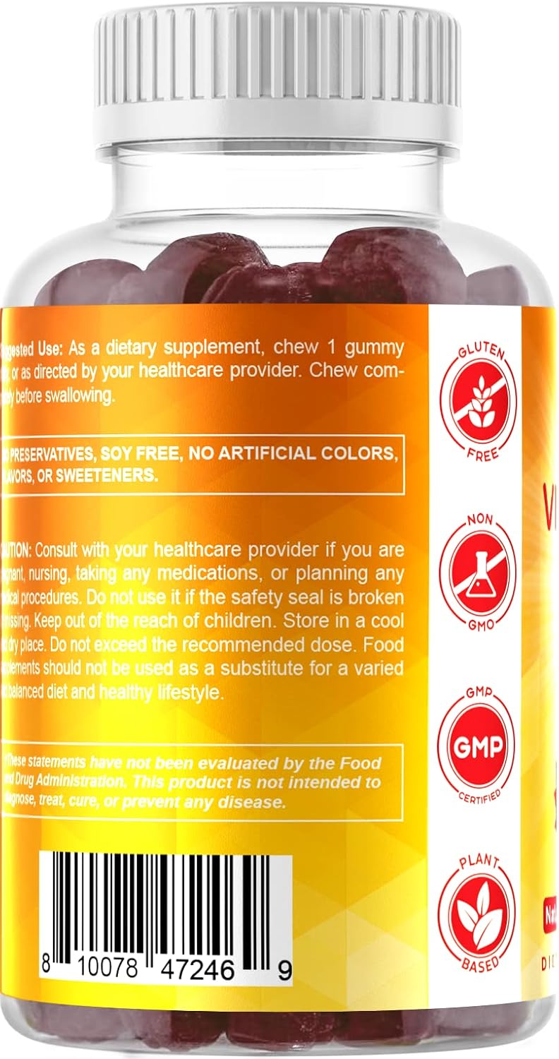 Sugar-Free Vitamin D3 Gummies - 5000 IU - 120 Count - Supports Bone Health, Mood, and Immune System - Non-GMO - Great Taste - 120 Servings - Espot.com.au