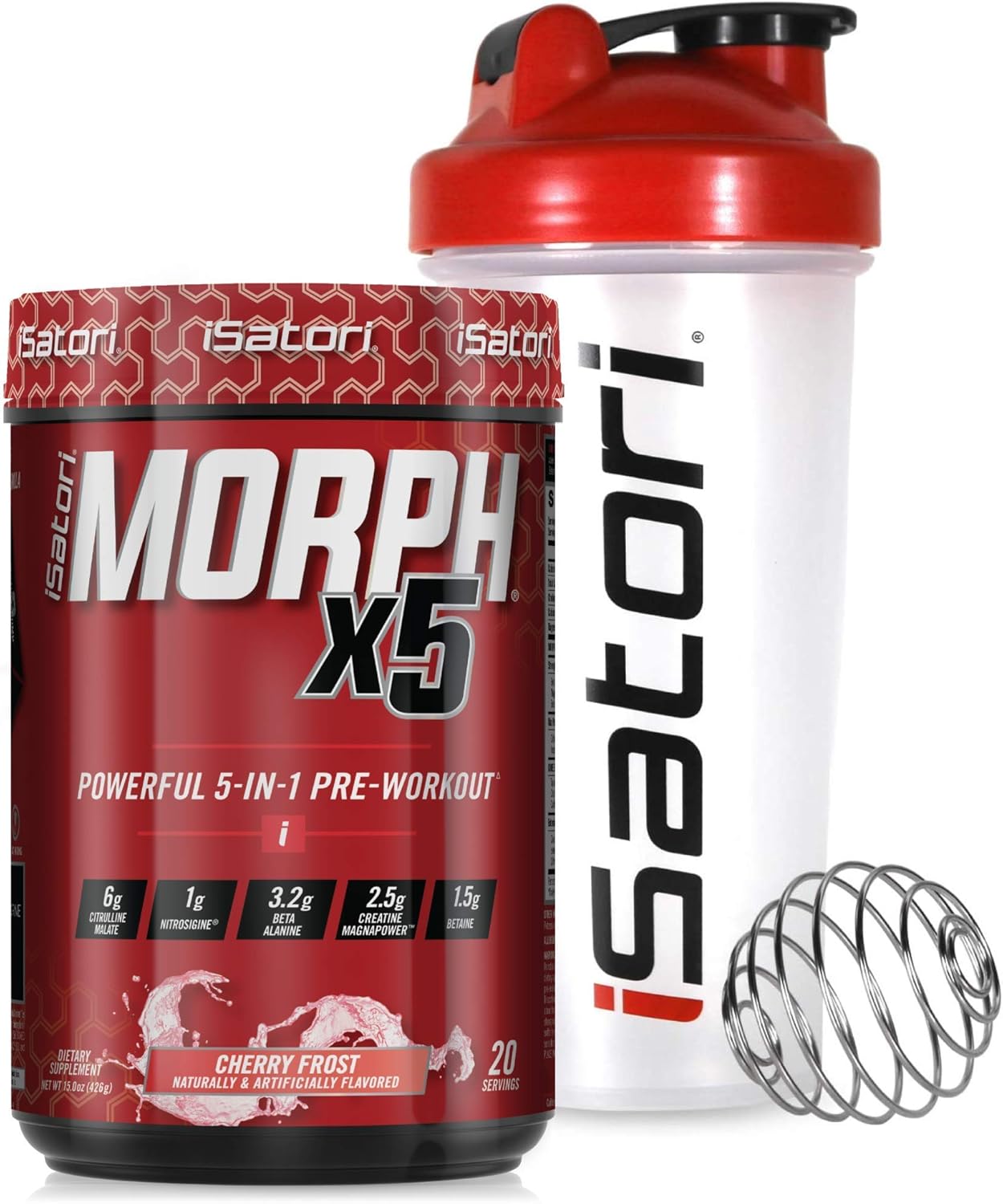 isatori-morph-xtreme-pre-workout---bombsicle-flavor-20-servings-with-classic-clear-blender-bottle-red-top-1