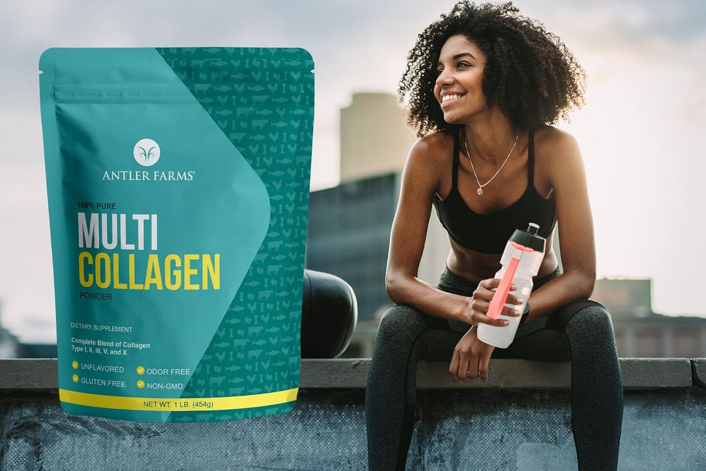 Antler Farms Multi Collagen Protein Powder - 5 Types (I, II, III, V, X) - 100% Pure Hydrolyzed Peptides - Rapid Absorption - Unflavored - 1 lb - Espot.com.au