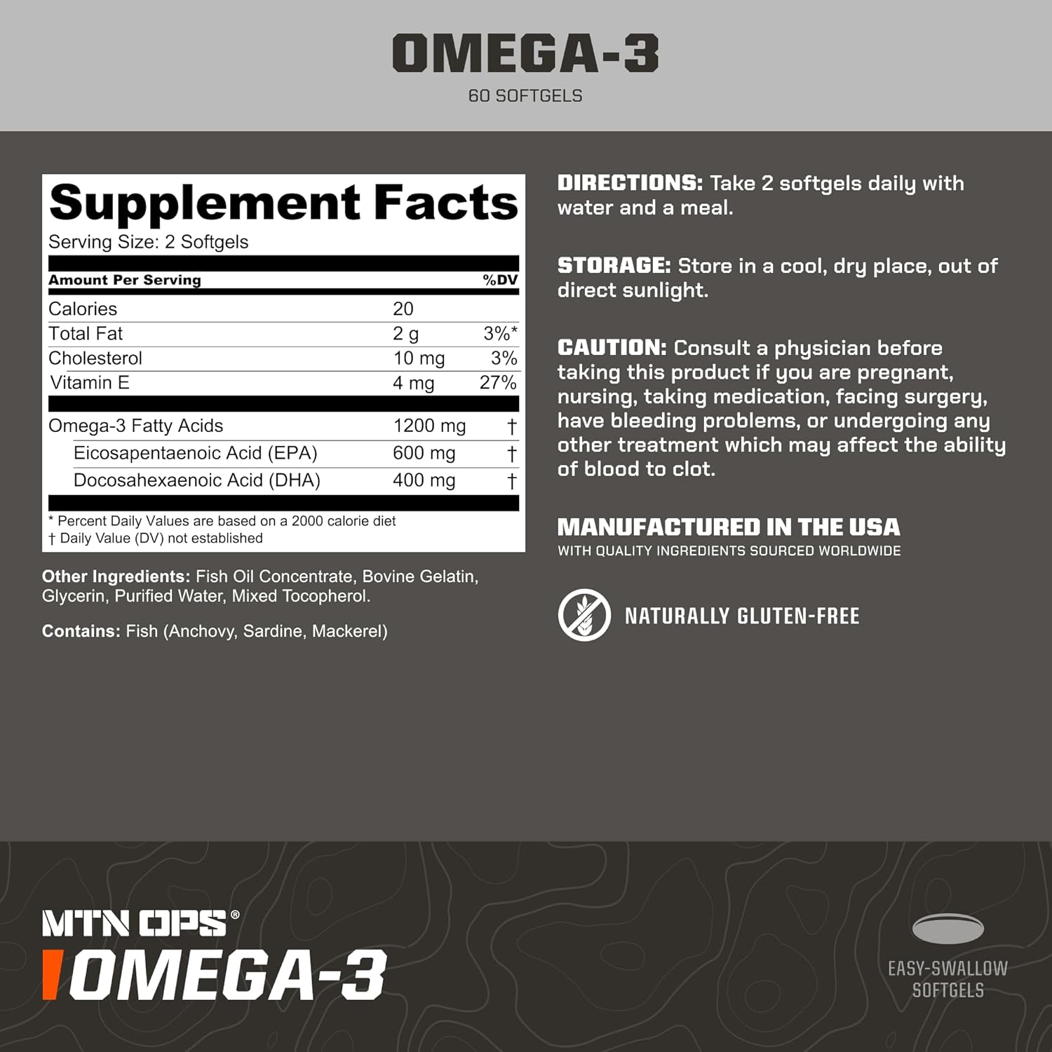 High-Quality Omega 3 Fish Oil Supplement for Heart, Joint, and Bone Health - 1000mg Softgels, 30 Servings by MTN OPS - Espot.com.au