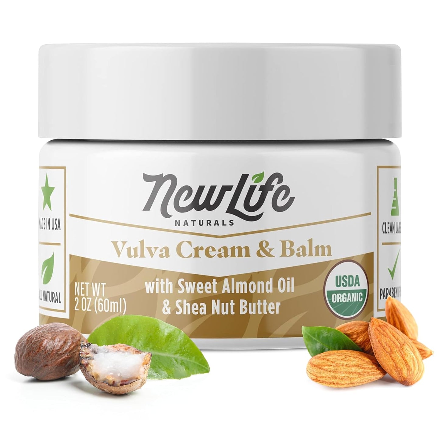 Organic Vulva Cream for Menopause Support, Itching Relief, and Vaginal Moisturizing | Estrogen-Free Feminine Care Solution | 2 Oz - Made in USA by NewLife Naturals - Espot.com.au