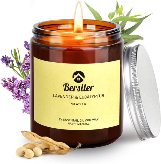 7oz Lavender Eucalyptus Aromatherapy Candle for Stress Relief - Soy Wax Blend, Ideal Gift for Women on Birthdays & Christmas - Home & Bedroom Relaxation Candle - Espot.com.au