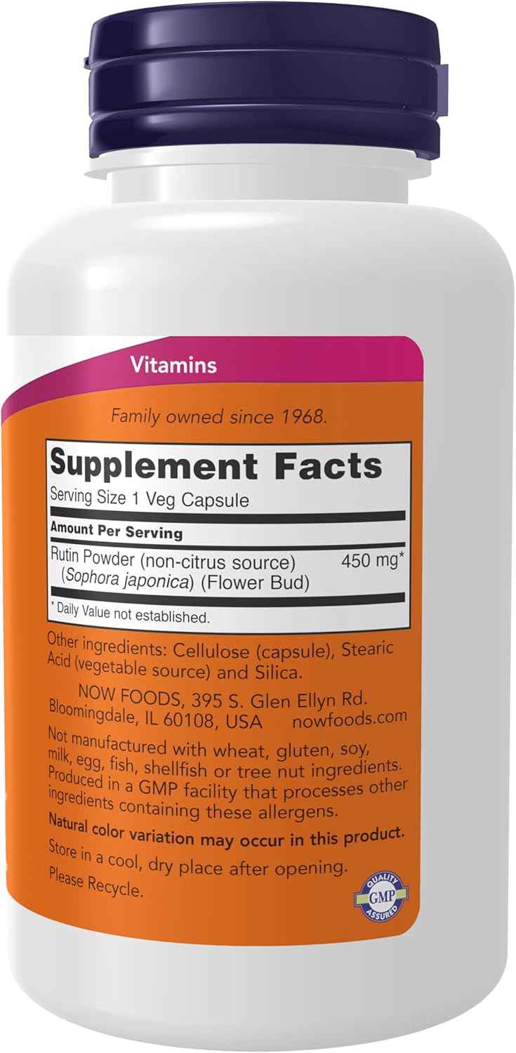 NOW Foods Rutin 450mg Capsules - Antioxidant & Cell Defense Supplement