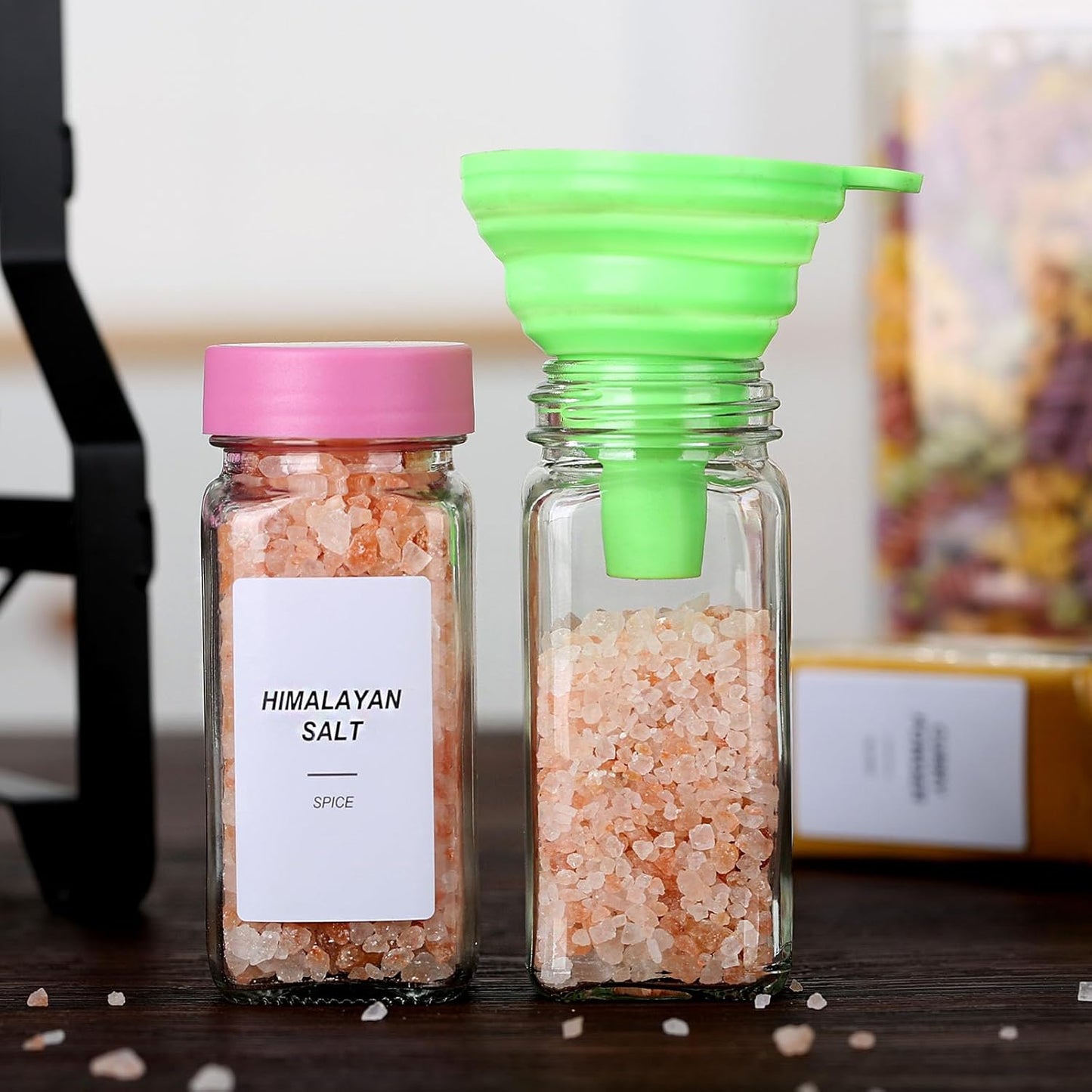 set-of-24-glass-spice-jars-with-labels---4oz-containers-with-lids-shaker-lids-labels-funnel-and-markers-7