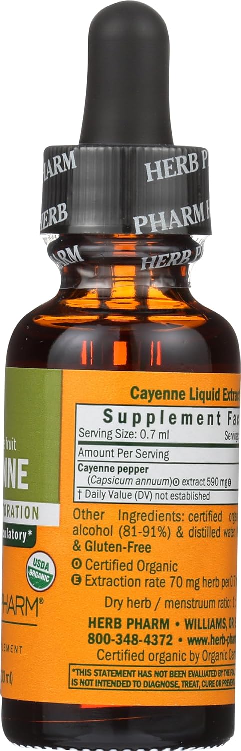 Organic Cayenne Extract by HERB PHARM - 1 Fluid Ounce - Premium Quality Spice Supplement for Health and Wellness - Espot.com.au