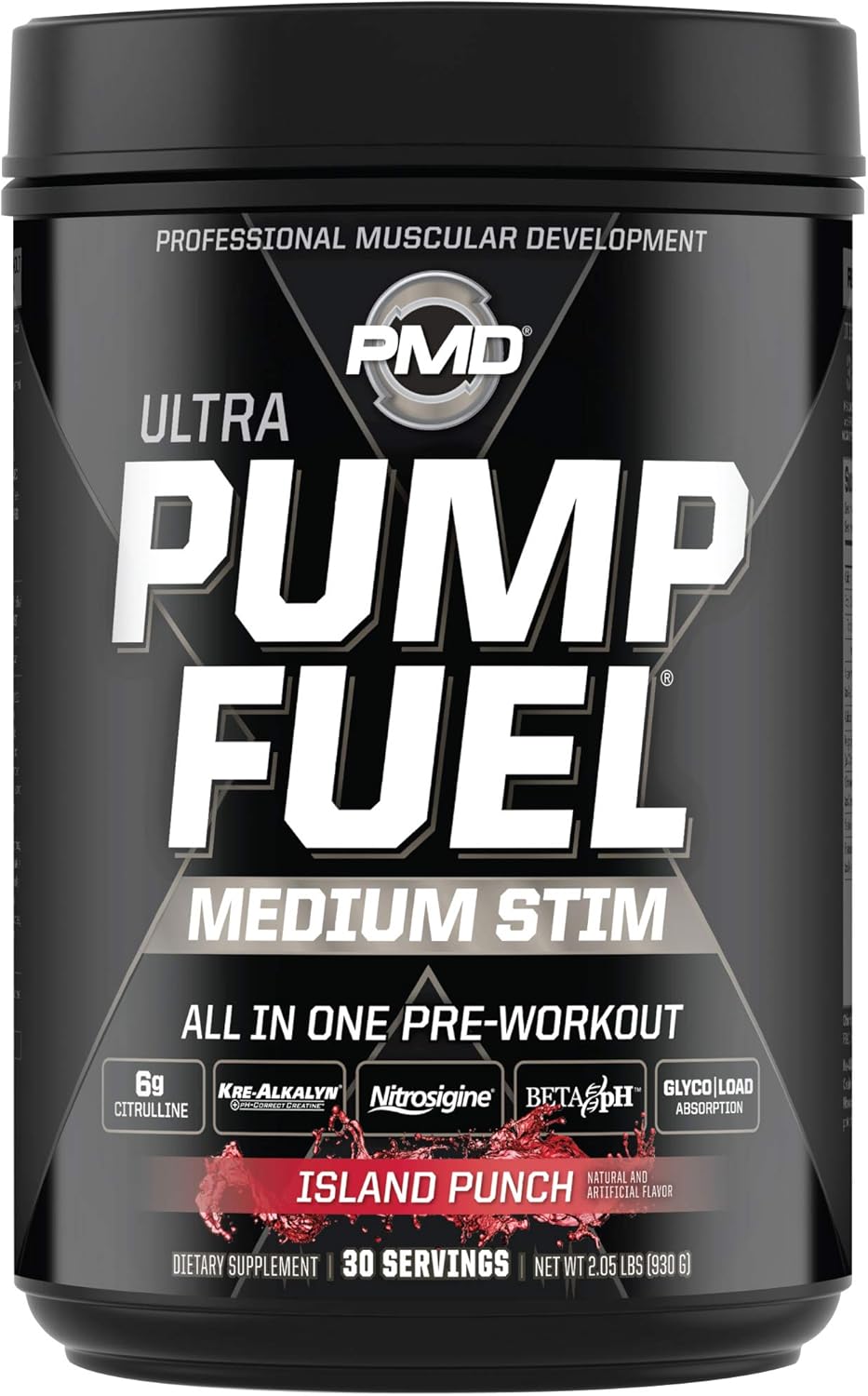 pmd-sports-ultra-pump-fuel-island-punch-pre-workout-drink-mix---boost-energy-strength-and-recovery-with-complex-carbs-and-amino-energy---30-servings-1