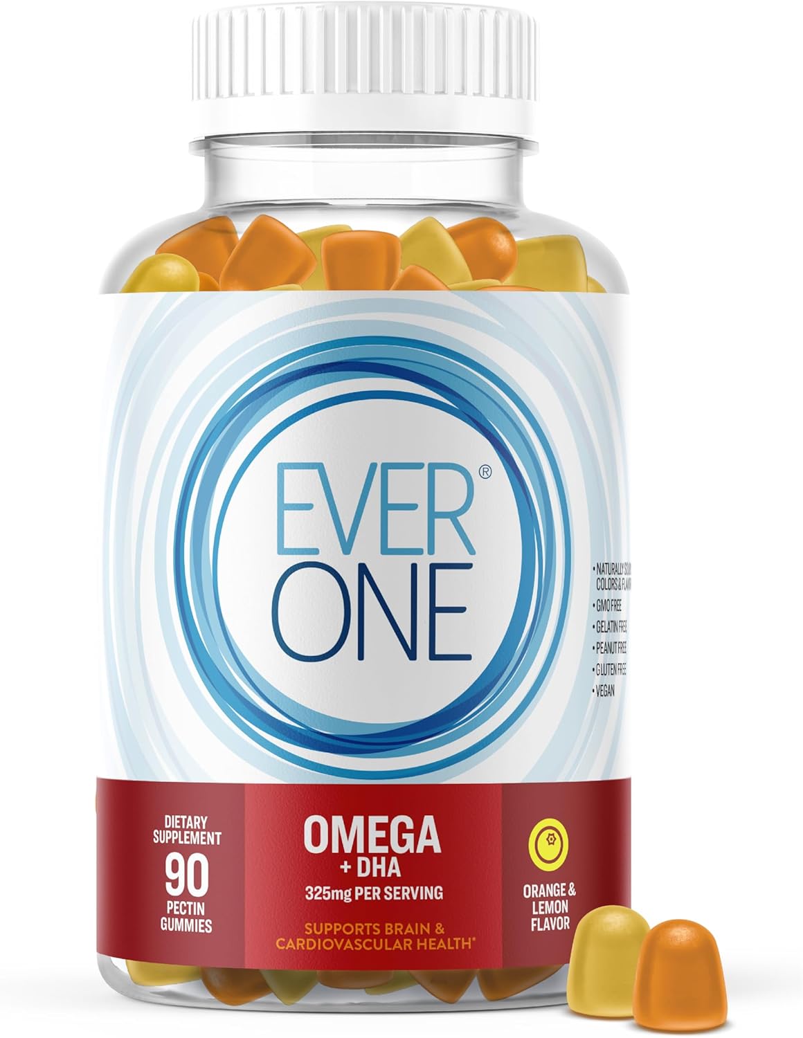 Vegan Omega Fish Oil Gummies for Adults and Teens with DHA - Brain and Cardio Health Support - Orange and Lemon Flavored with Omega 3, 6, 9 - GMO Free - Espot.com.au