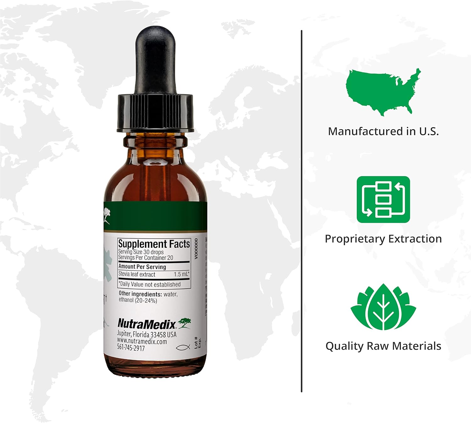 NutraMedix Stevia Drops - Bioavailable Liquid Extract for Microbial Support - Sugar Alternative with Low-Carb, No Added Sugar - 1 oz - Espot.com.au