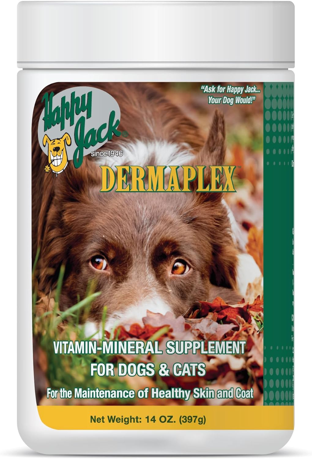 skin-and-coat-supplement-for-dogs-cats---happy-jack-dermaplex-14oz---promotes-hair-growth-for-pets-with-eczema-hot-spots-mange-infections-and-wounds-1