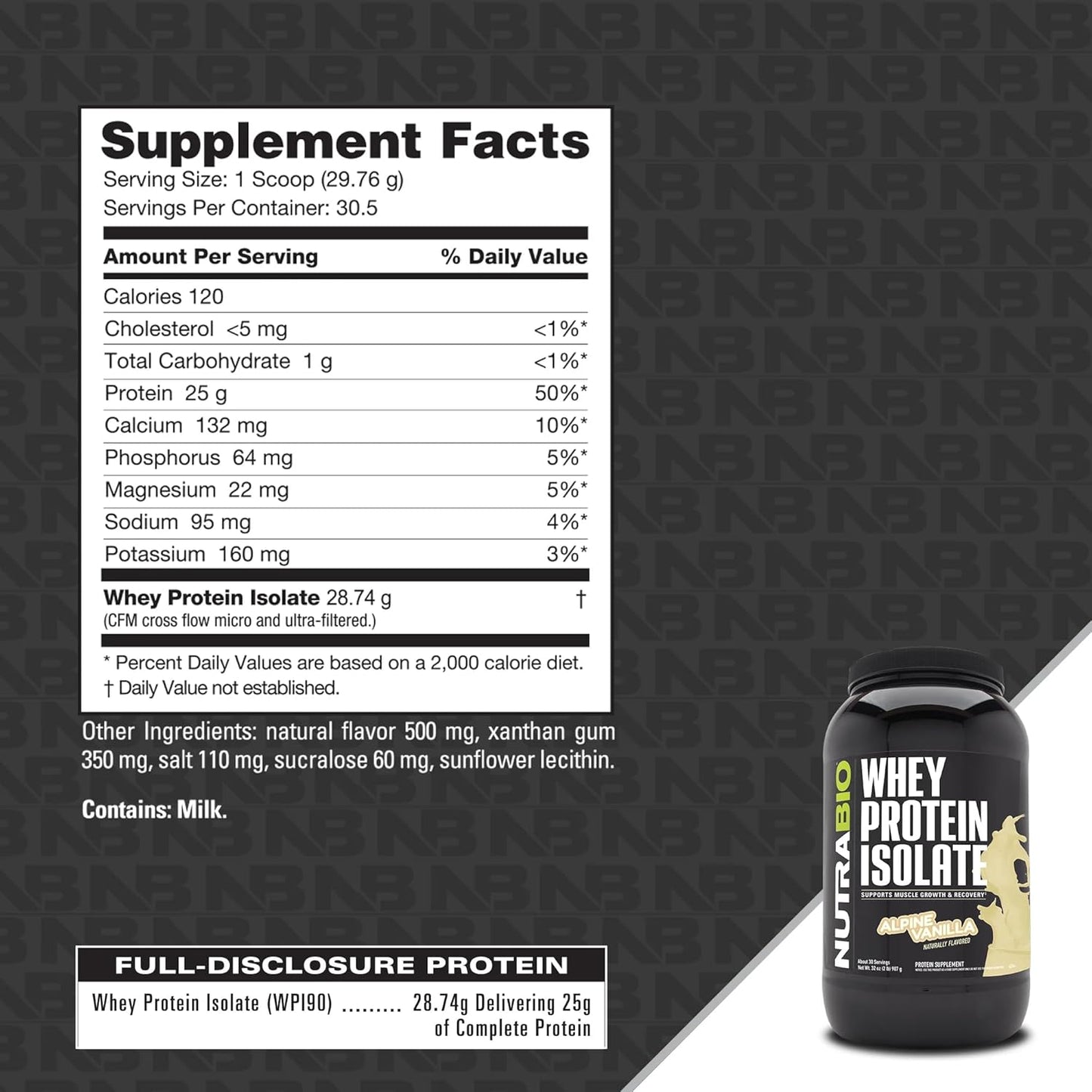 alpine-vanilla-nutrabio-whey-protein-isolate-powder---25g-protein-per-scoop---complete-amino-acid-profile---soy-gluten-free---non-gmo---2lbs-5