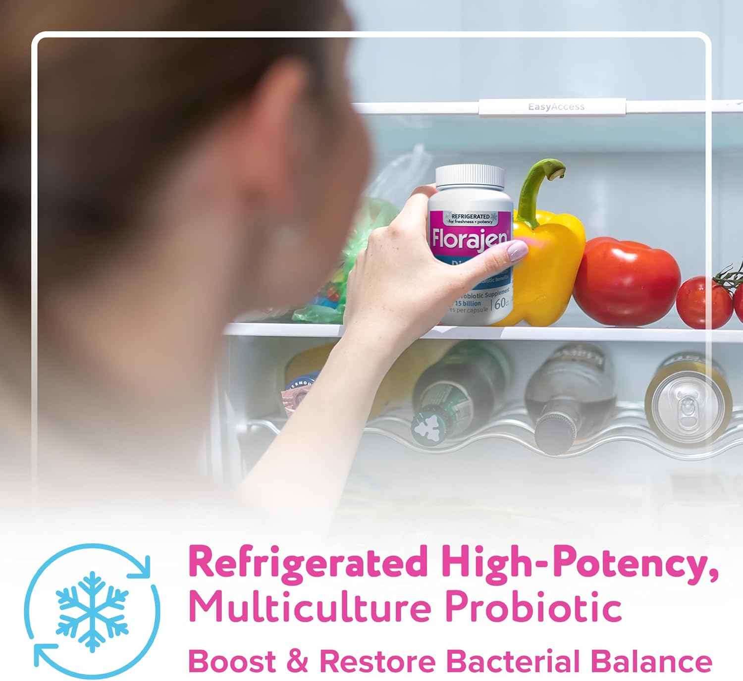 Refrigerated Florajen Digestion Probiotics - 60 Count Advanced Gas & Bloat Supplement with Lactobacillus for Gut Health - Adult Daily Probiotics for Constipation