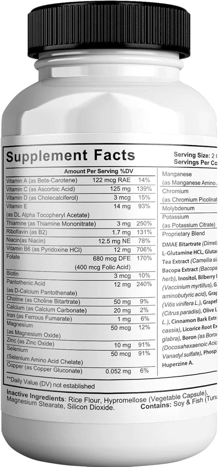 Neuroviva Diamond Max Plus Brain Supplement - Memory, Focus, Mental Clarity - Cognitive Enhancement Vitamins B6, B12 - 60 Capsules - Espot.com.au