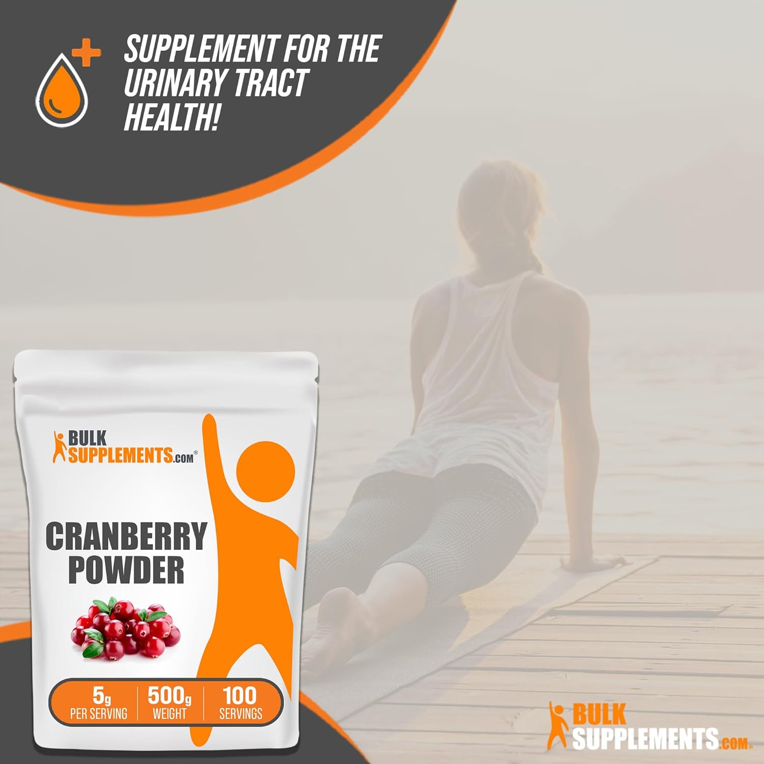 BulkSupplements.com Cranberry Powder - Unsweetened Dried Cranberry Supplements for Men & Women - Gluten & Sugar Free - 500g (1.1 lbs) - 5g per Serving - Pack of 1 - Espot.com.au