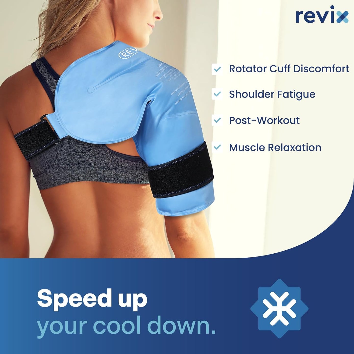 REVIX Shoulder Ice Pack Wrap for Rotator Cuff Cold Therapy - Reusable Cold Compression Brace for Shoulder Discomfort and Fatigue, Post-Workout Recovery - Ease Tiredness - Espot.com.au