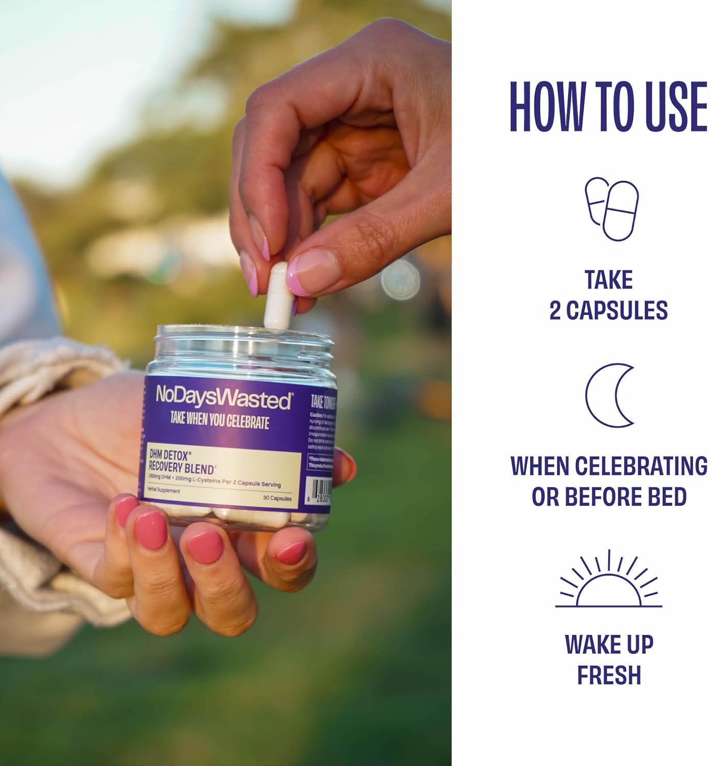 DHM Detox Capsules for Next Day Recovery - 60 Capsules (30 Servings) - Evening Use Jar - Espot.com.au