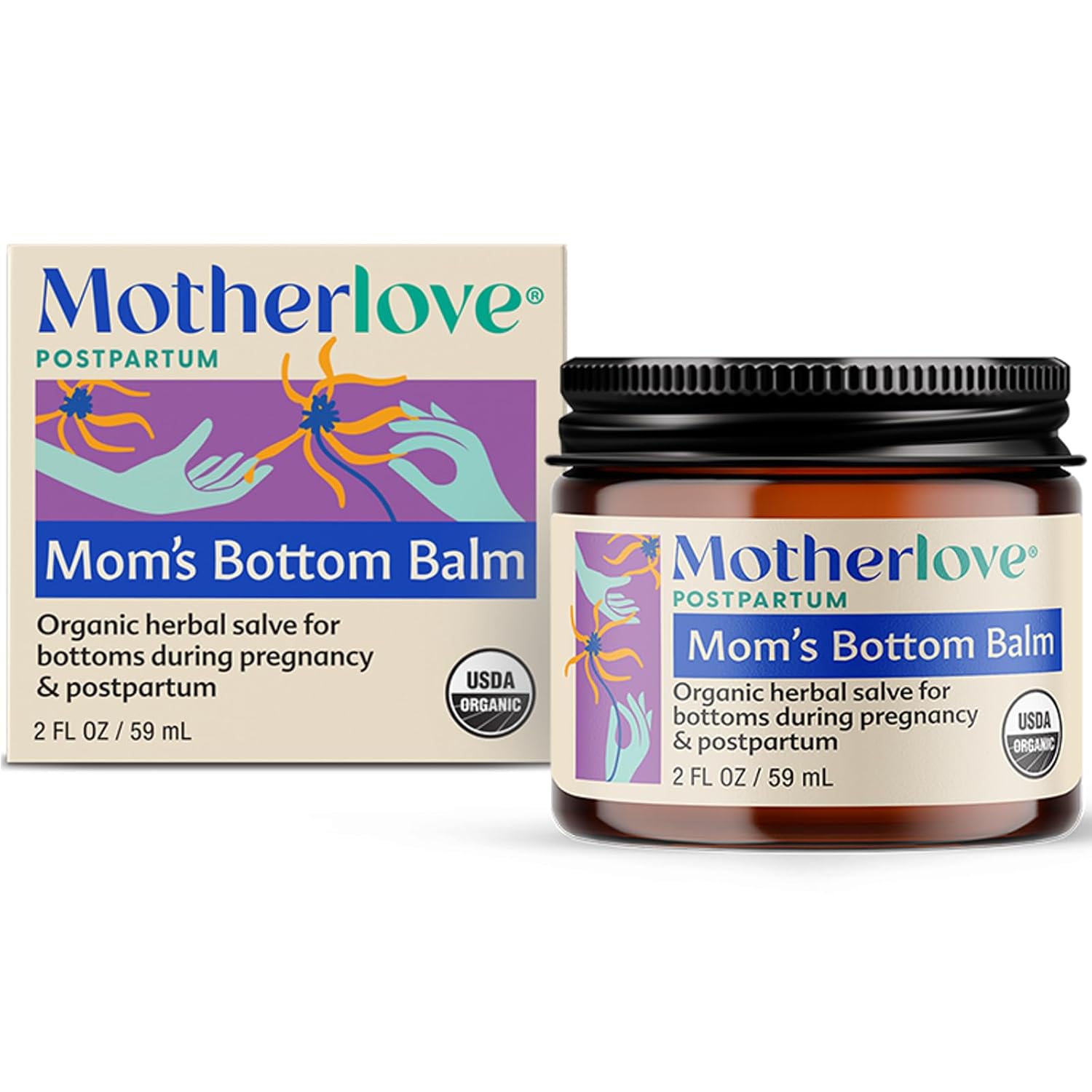 Organic Herbal Salve for Pregnancy & Postpartum with Witch Hazel - Motherlove Mom's Bottom Balm (2 oz) - Non-GMO Ointment - Espot.com.au