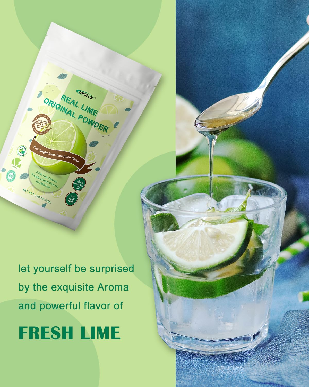 Freeze Dried Lime Powder for Cocktails, Drinks, Smoothies & Cooking - 7.06 Oz - Espot.com.au