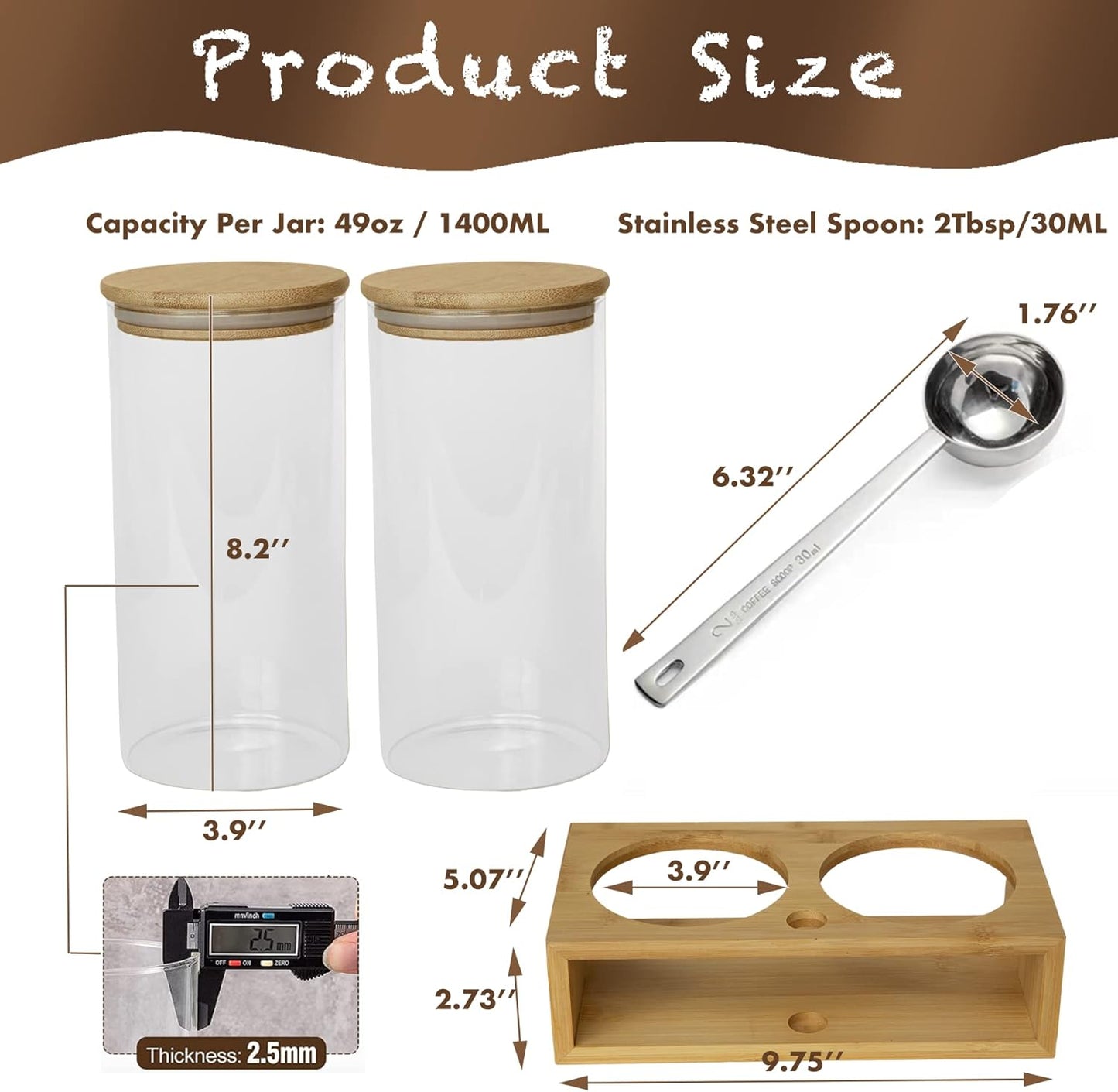 glass-coffee-container-set-with-shelf---organize-your-coffee-bar-with-jars-spoons-and-airtight-canisters-for-beans-grounds-and-nuts---2x-49oz-storage-options-7