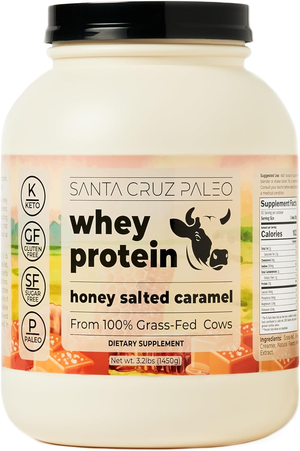 santa-cruz-paleo-whey-protein-powder---honey-salted-caramel-flavor---20g-grass-fed-whey-protein-isolate---gluten-free-keto-sugar-free---post-workout-muscle-support---50-servings---32-lb-tub-7
