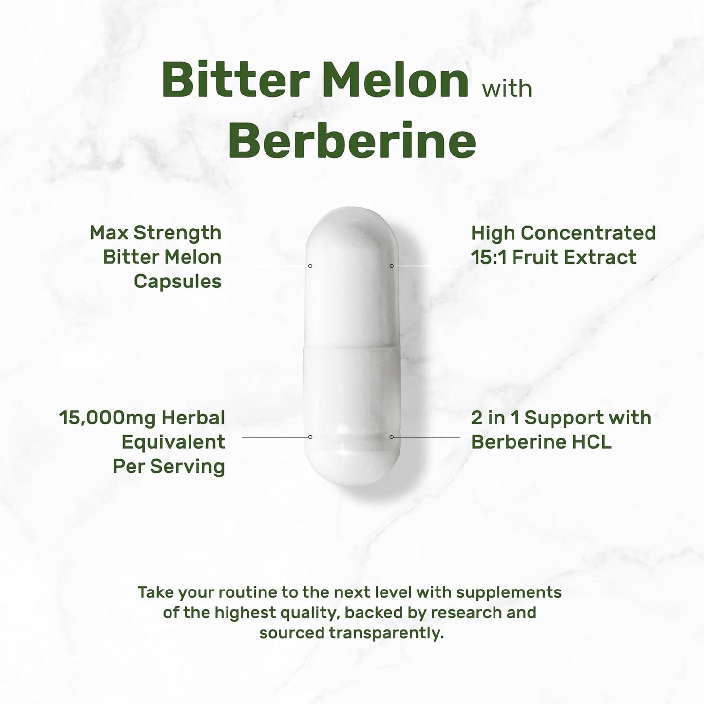 300 Capsules Bitter Melon Berberine Supplement | 15,000mg Per Serving | Wild Bitter Melon Fruit Extract & Berberine HCL | Third Party Tested | Non-GMO Plant Based Formula - Espot.com.au