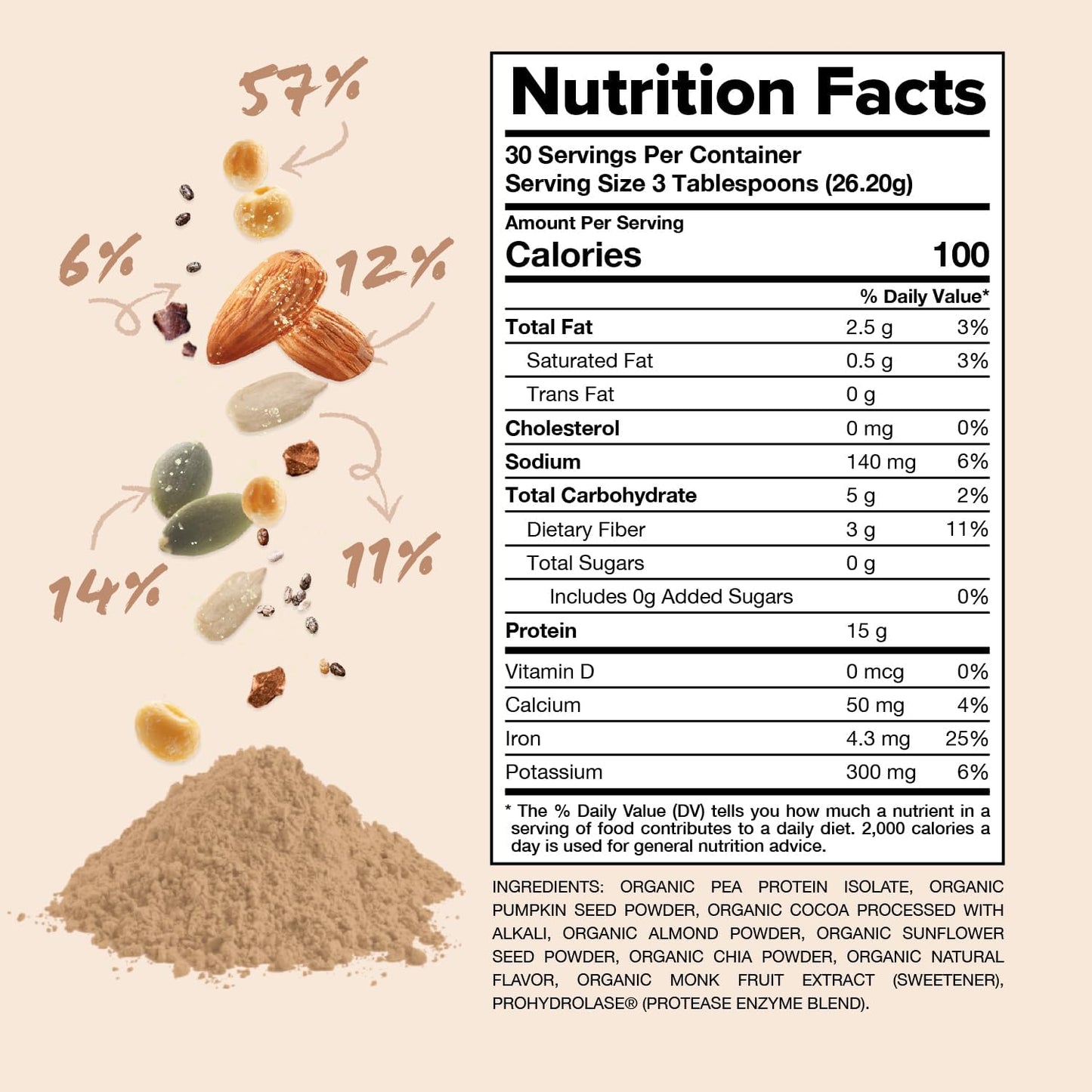 organic-chocolate-vegan-protein-powder---30-servings-low-carb-low-calorie-sugar-free-soy-free-non-gmo-non-dairy---yellow-pea-pumpkin-seed---15g-plant-protein-6