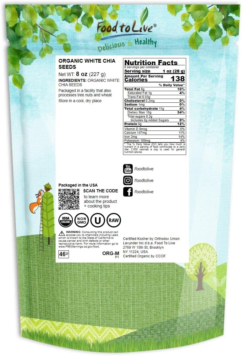 organic-white-chia-seeds---8-oz-whole-raw-seeds-kosher-keto-vegan---omega-3-6-fiber-protein---ideal-for-pudding-yogurt-smoothies-2