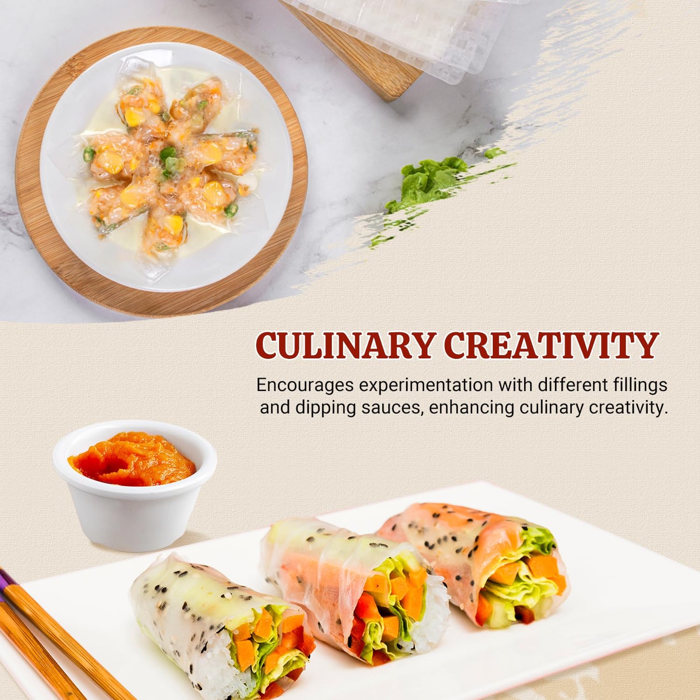 52USA Square Rice Paper Wrappers - 1 Pack of 34 Sheets, 12 oz, Gluten-Free Wonton Wrappers for Fresh Spring Rolls & Dumplings - Vegan & Low Carb Vietnamese Rice Wraps - White (22cm) - Espot.com.au