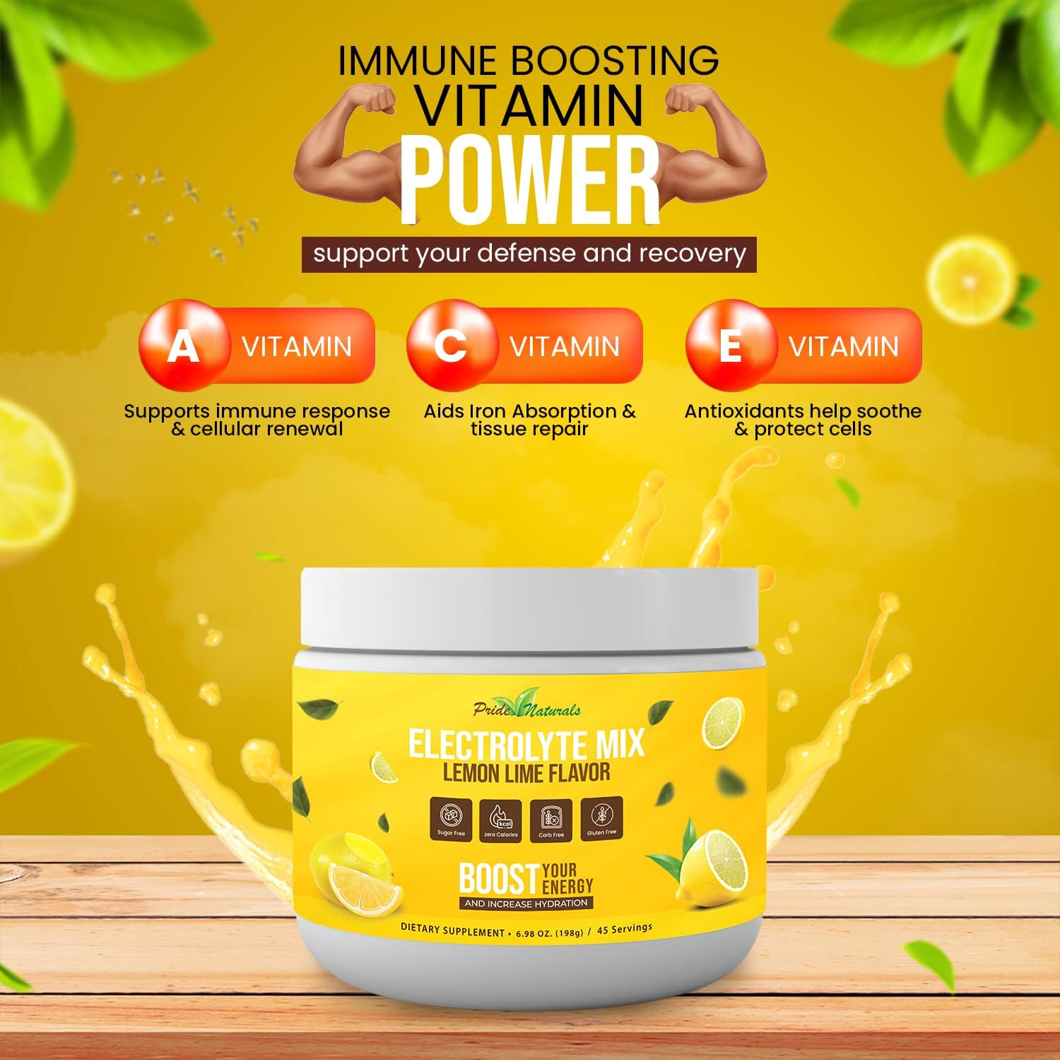 pride-naturals-electrolyte-powder---sugar-free-gluten-free-workout-recovery-drink-with-immune-boosting-vitamins---keto-paleo-friendly---lemon-lime-flavor---198g-6